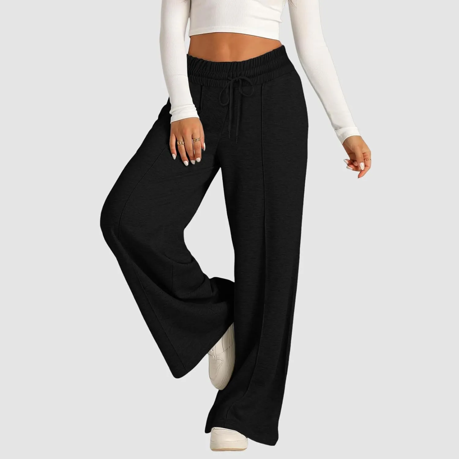 Women's Baggy Fleece Wide Leg Sweatpants Fleece Lined Workout Relaxed Fit Straight Leg Joggers Casual 2024 Active