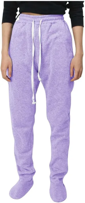 Womens Baggy Sweatpants with Feet Sherpa Fleece Lined Pajama Pants Drawstring Athletic Jogger Pants Cozy Warm Loungewear