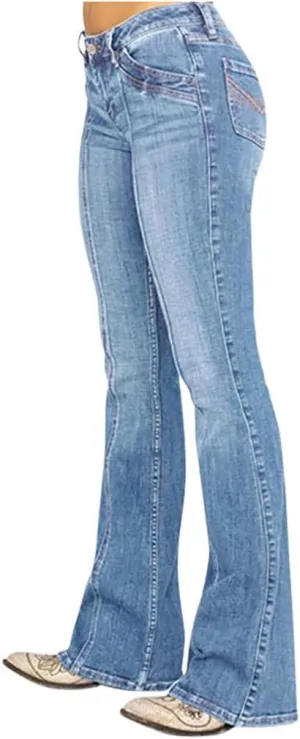 Womens Flare Jeans High Waisted Wide Leg Baggy Jeans Distressed Stretch Denim Pants Baggy Bell Bottom Jeans