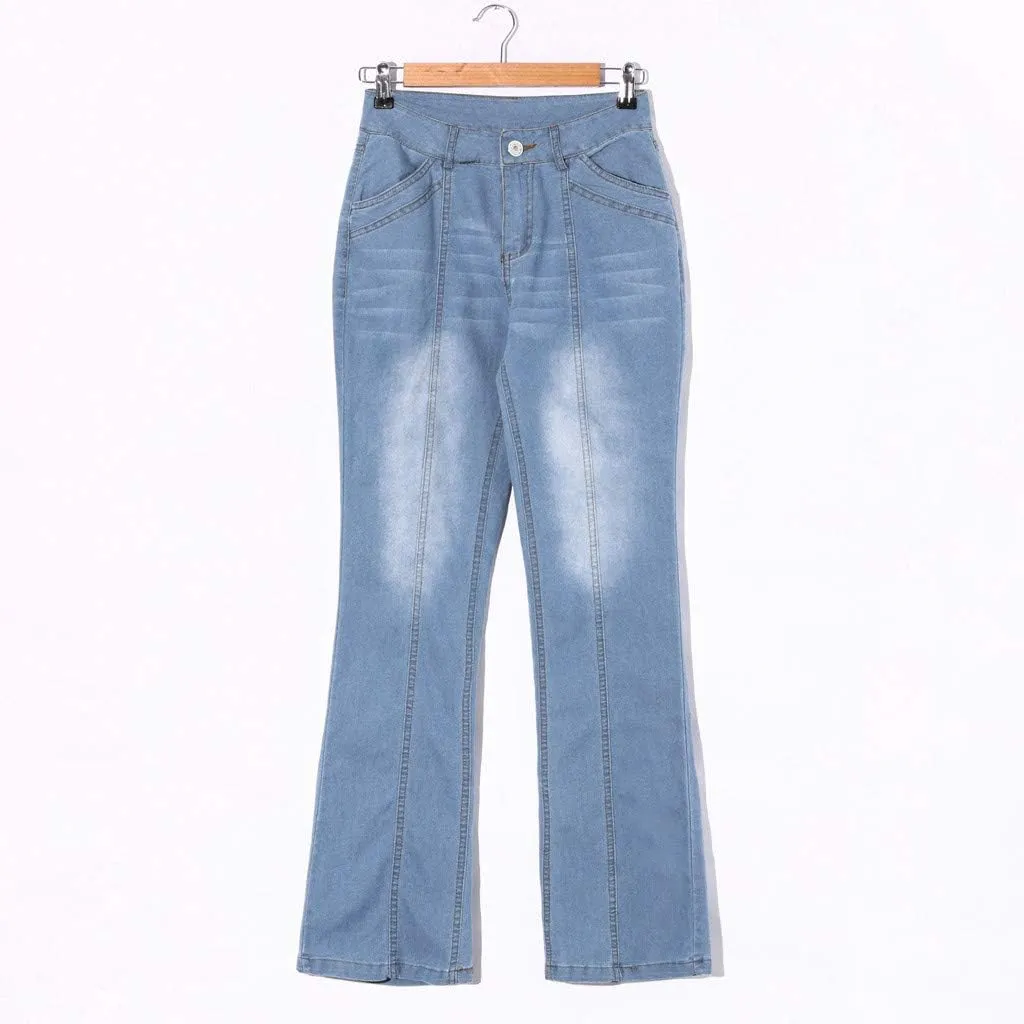 Womens Flare Jeans High Waisted Wide Leg Baggy Jeans Distressed Stretch Denim Pants Baggy Bell Bottom Jeans