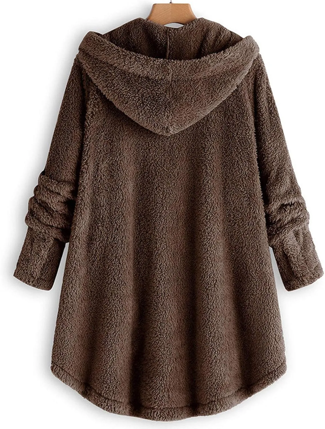 Womens Fuzzy Fleece Hoodie Jackets 2023 Fashion Button Down Sherpa Loungewear Oversized Cozy Home Shearling Coat