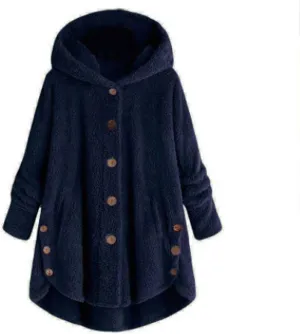 Womens Fuzzy Fleece Hoodie Jackets 2023 Fashion Button Down Sherpa Loungewear Oversized Cozy Home Shearling Coat