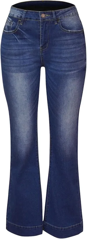 Women's High Waisted Bell Bottom Bootcut Jeans Flare Wide Leg Stretch Trendy Jeans
