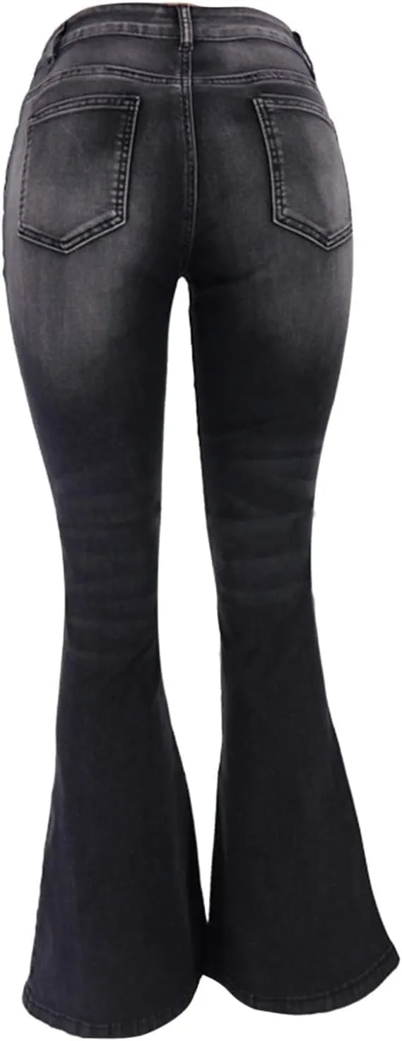 Women's High Waisted Curvy Bootcut Jeans Flare Wide Leg Stretch Trendy Denin Jeans