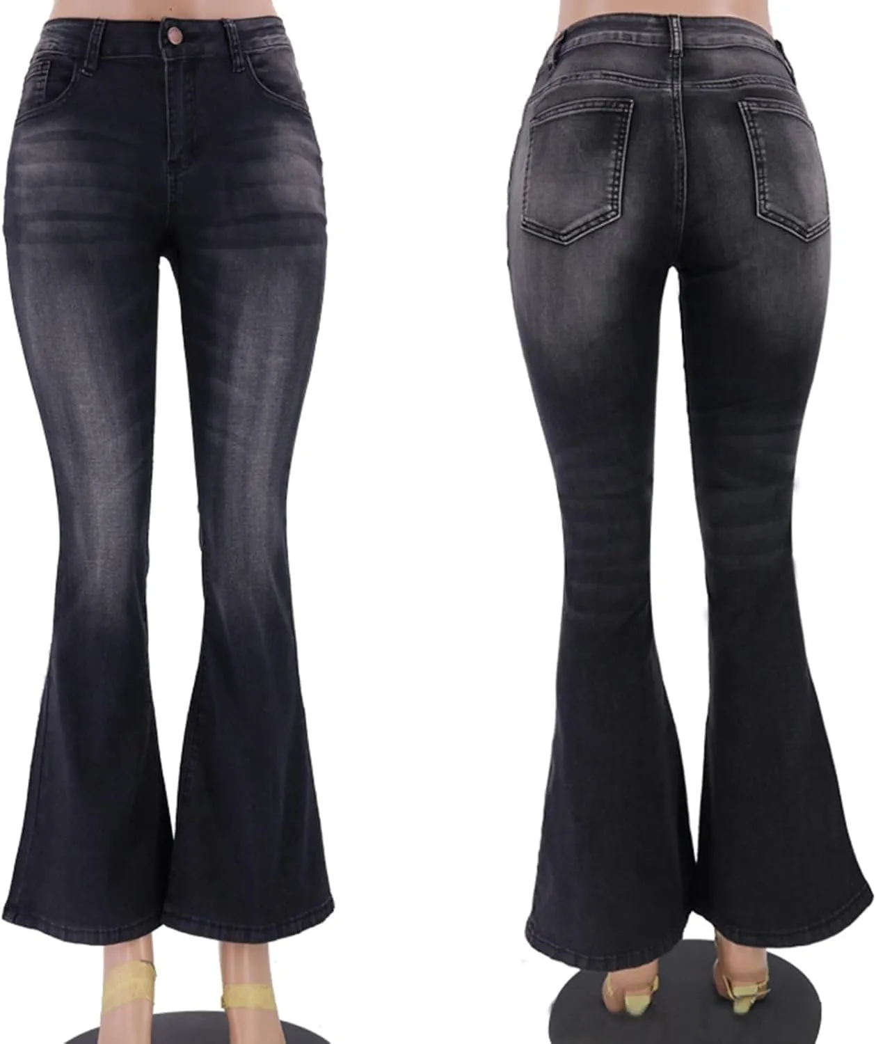 Women's High Waisted Curvy Bootcut Jeans Flare Wide Leg Stretch Trendy Denin Jeans