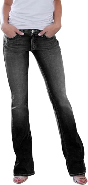 Women's High Waisted Curvy Bootcut Jeans Flare Wide Leg Stretch Trendy Denin Jeans