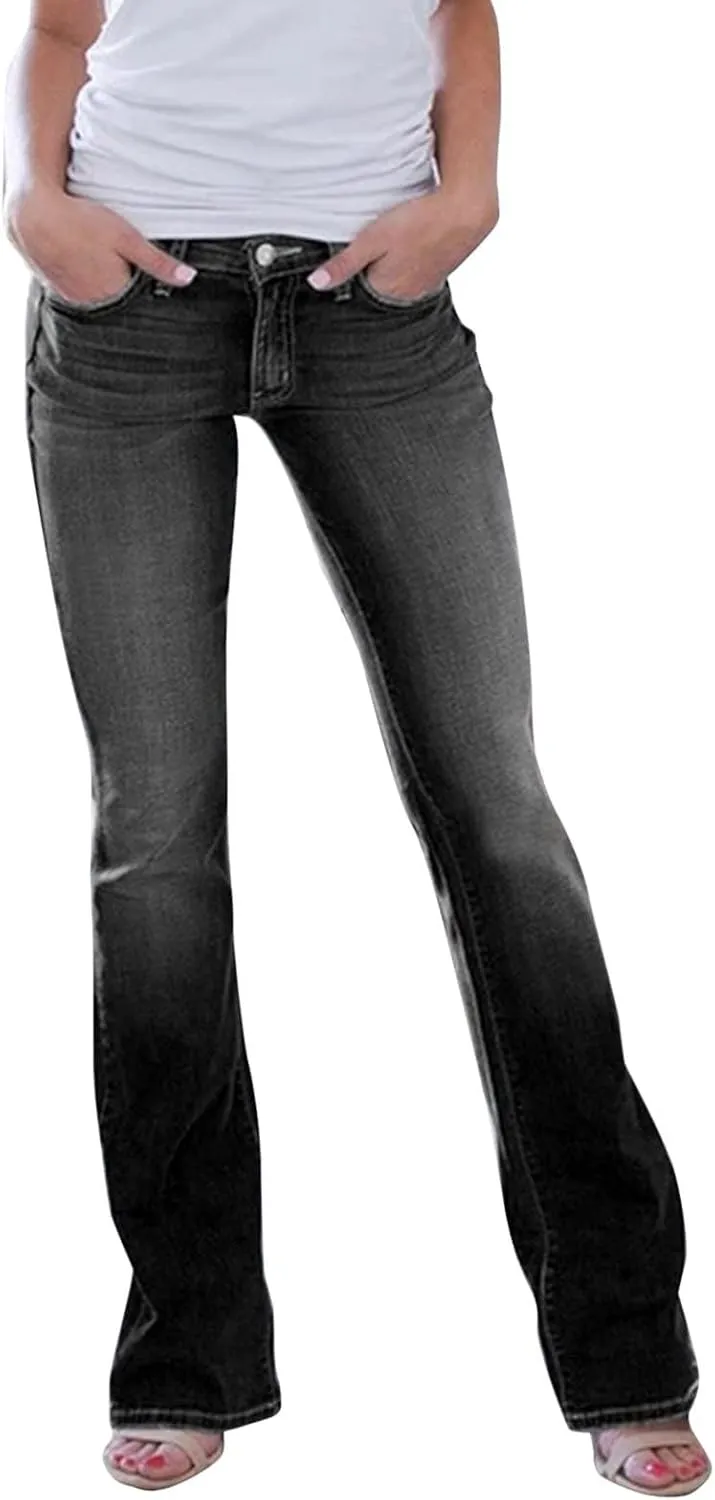 Women's High Waisted Curvy Bootcut Jeans Flare Wide Leg Stretch Trendy Denin Jeans
