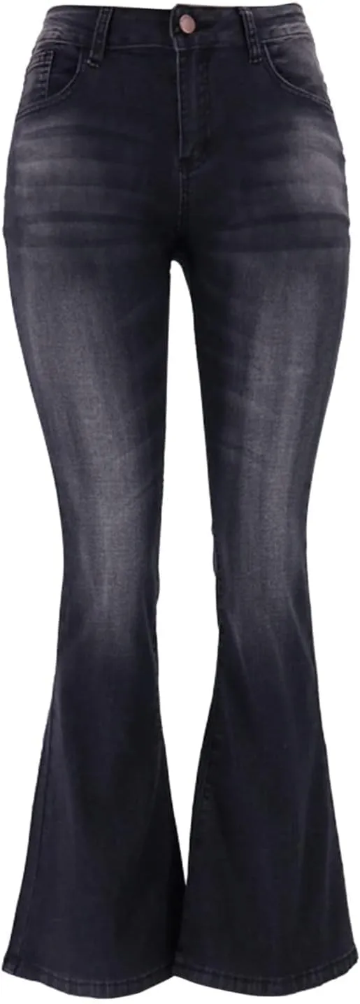 Women's High Waisted Curvy Bootcut Jeans Flare Wide Leg Stretch Trendy Denin Jeans