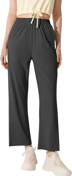 Women's High Waisted Wide Leg Pants with Pockets Casual Loose Palazzo Trousers Solid Straight Baggy Sweatpants Loungewear