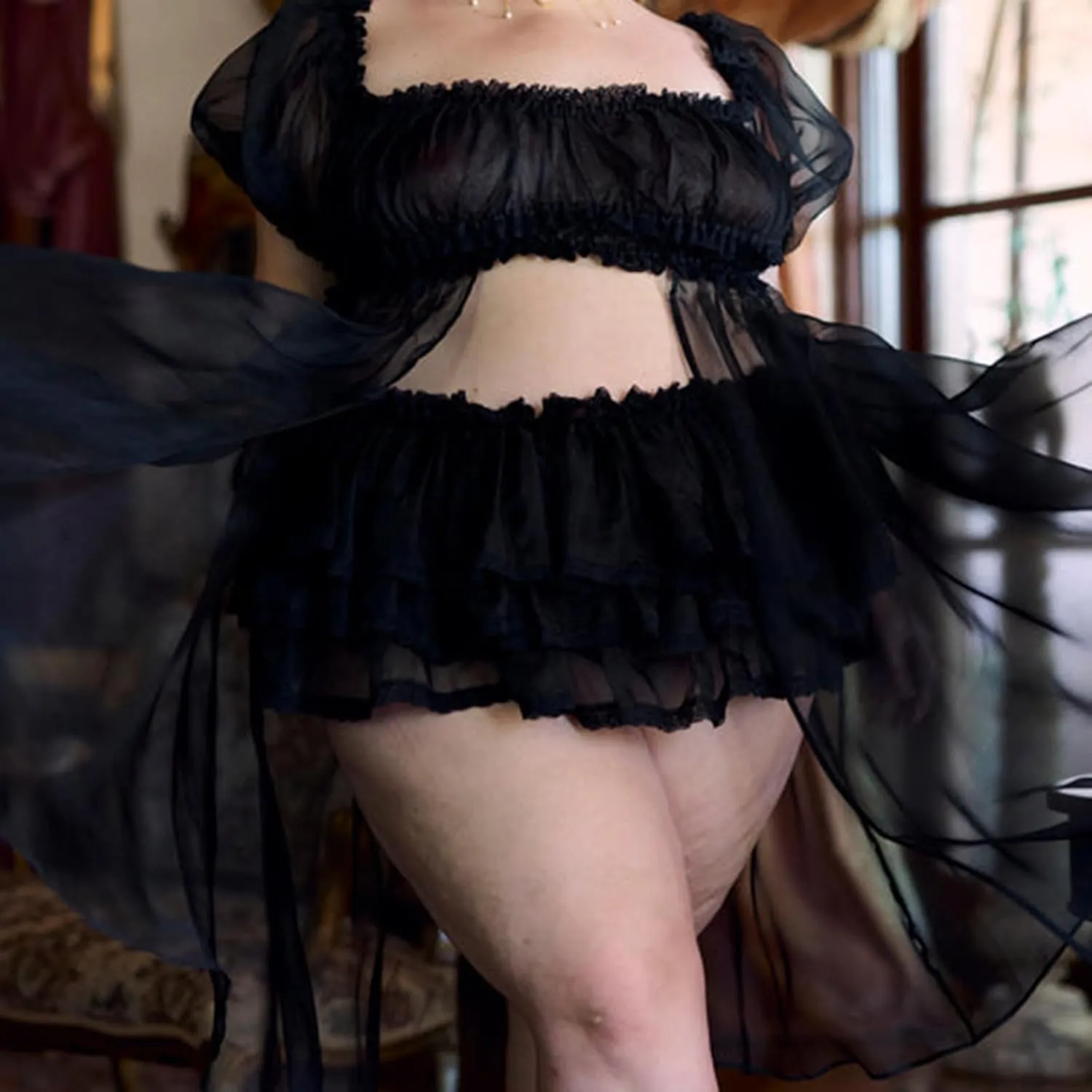 Womens Lace Trim Mini Skirt Street Ruffle Hem Sexy Pleated Flowy Y2k Cute Floral Lolita Layered Slip Under Skirts