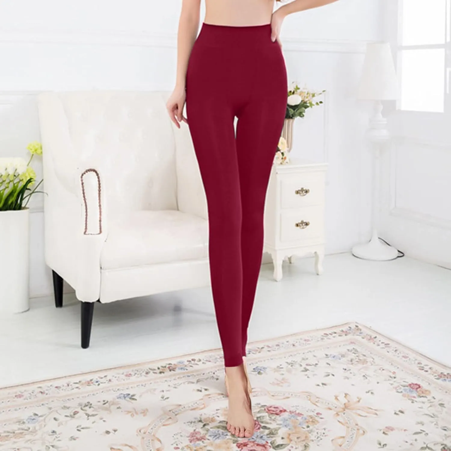 Women's Leggings Elastic Waistband Gym Yoga Soft Cotton Christmas Tummy Control Leggings Winter Warm Tights