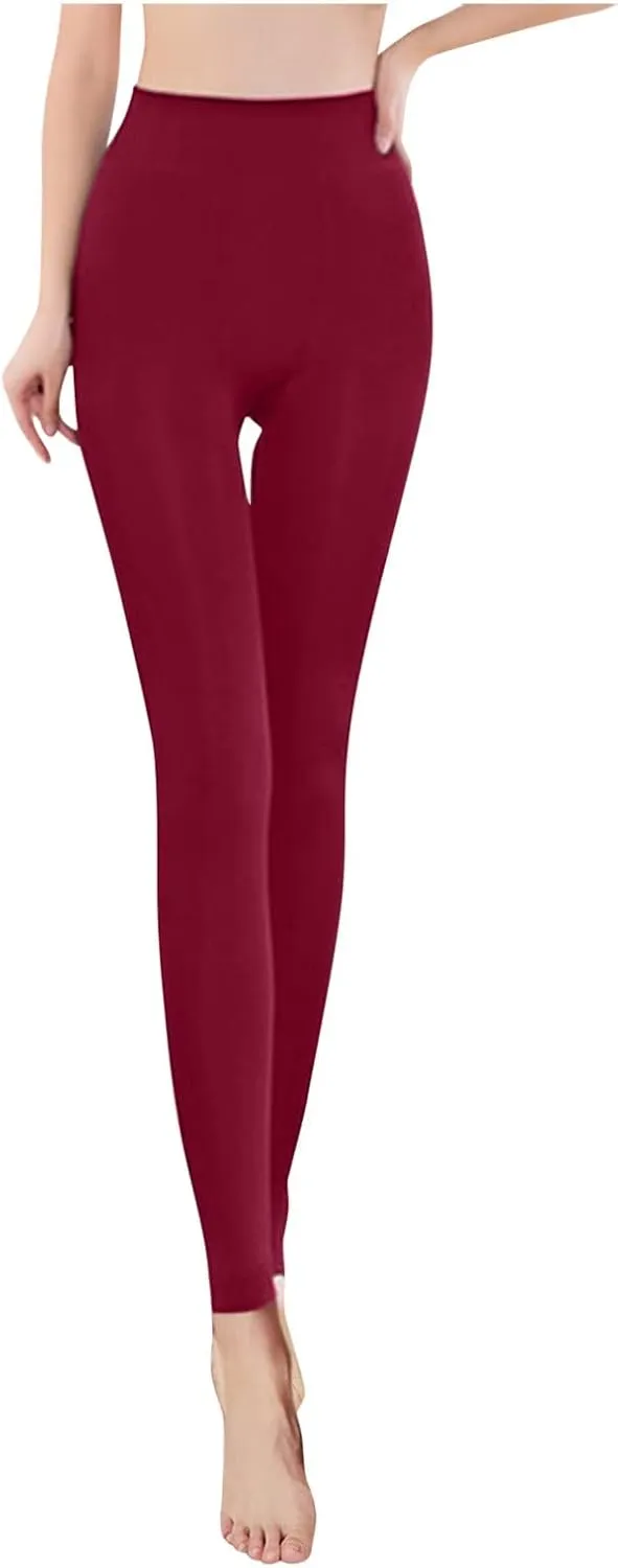 Women's Leggings Elastic Waistband Gym Yoga Soft Cotton Christmas Tummy Control Leggings Winter Warm Tights
