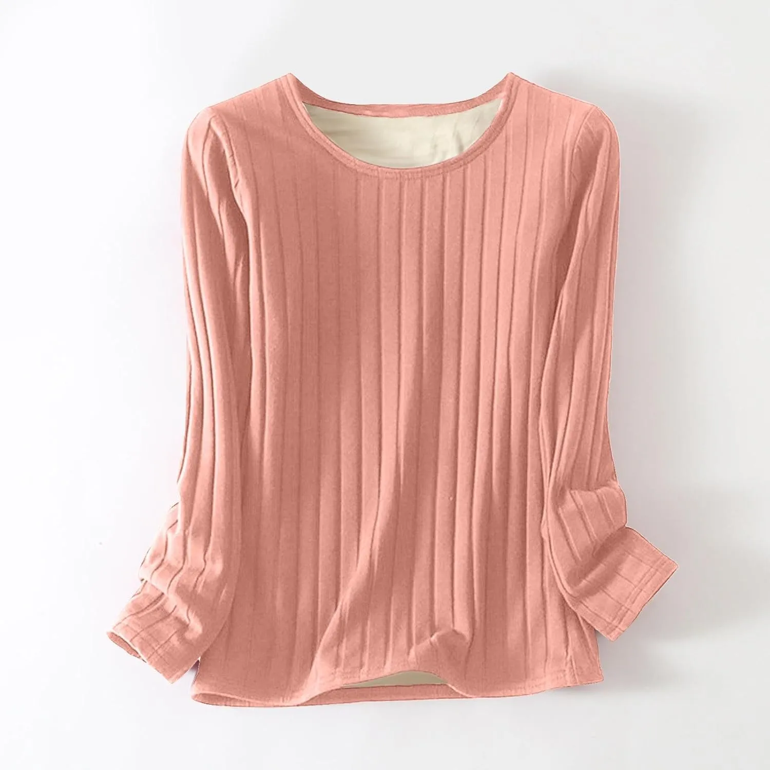 Women's Long Sleeve Thermal Pullover Winter Warm Crewneck Shirts Fleece Lined Pajamas Tops Soft Fuzzy Loungewear