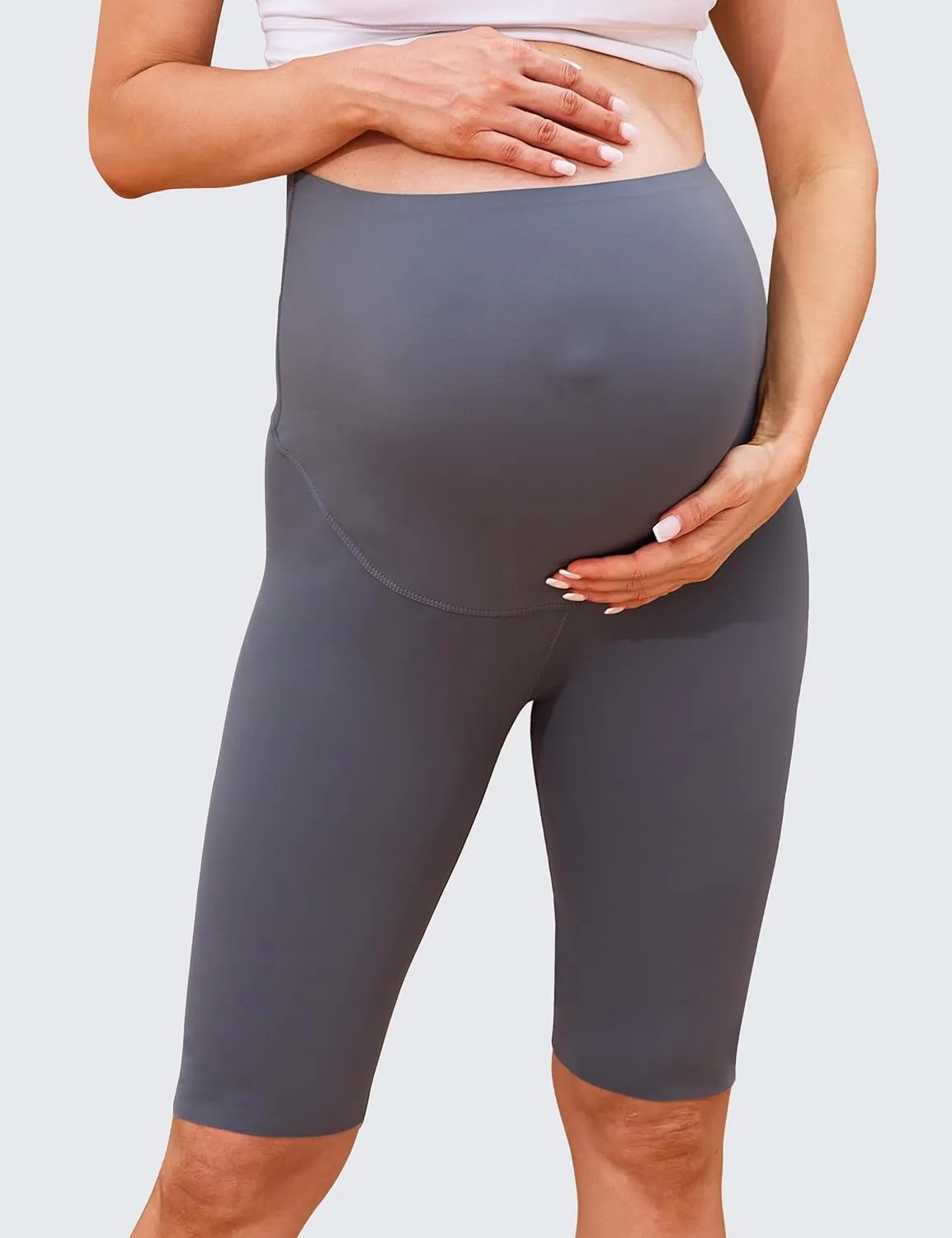 Womens Maternity Yoga Shorts Over The Belly Pregnancy Workout Athletic Running Biker Shorts Comfy Stretchy