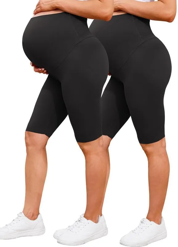 Womens Maternity Yoga Shorts Over The Belly Pregnancy Workout Athletic Running Biker Shorts Comfy Stretchy