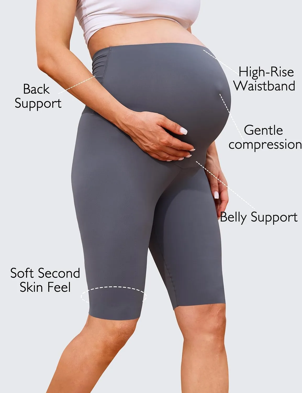 Womens Maternity Yoga Shorts Over The Belly Pregnancy Workout Athletic Running Biker Shorts Comfy Stretchy