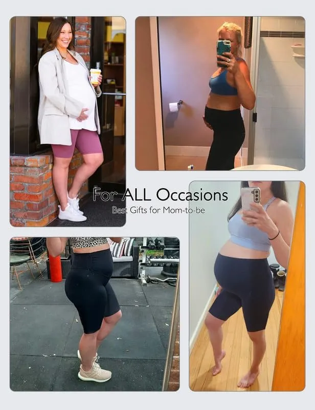 Womens Maternity Yoga Shorts Over The Belly Pregnancy Workout Athletic Running Biker Shorts Comfy Stretchy