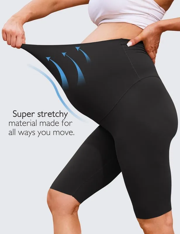 Womens Maternity Yoga Shorts Over The Belly Pregnancy Workout Athletic Running Biker Shorts Comfy Stretchy