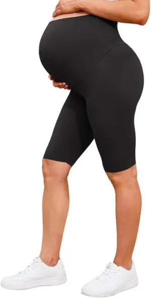 Womens Maternity Yoga Shorts Over The Belly Pregnancy Workout Athletic Running Biker Shorts Comfy Stretchy