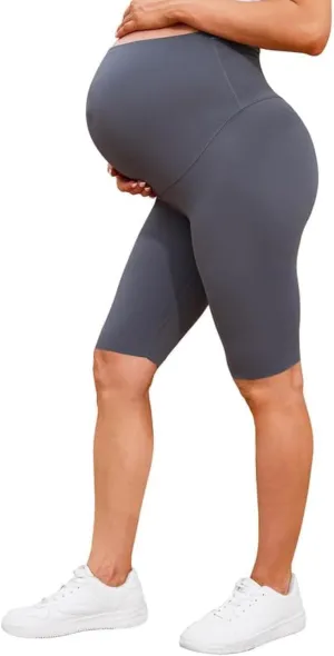 Womens Maternity Yoga Shorts Over The Belly Pregnancy Workout Athletic Running Biker Shorts Comfy Stretchy