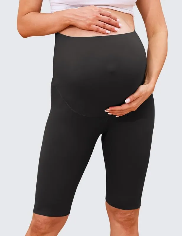 Womens Maternity Yoga Shorts Over The Belly Pregnancy Workout Athletic Running Biker Shorts Comfy Stretchy