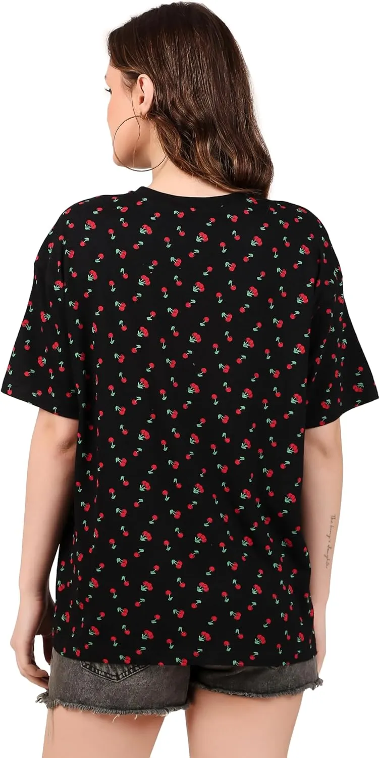 Women's Oversized Fit Soft Cotton Jersey All Over Printed Casual T-Shirts in 180 GSM Fabric