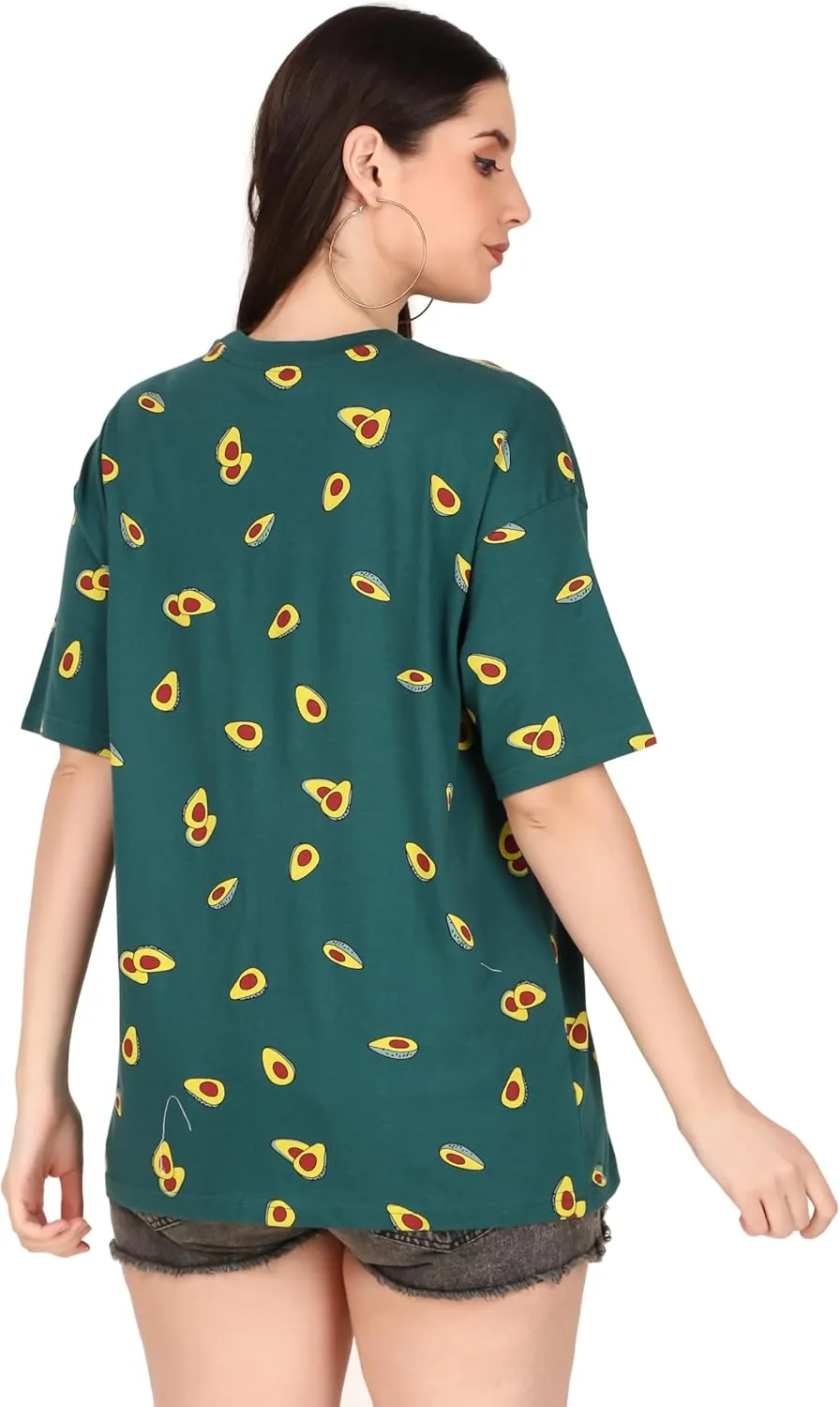 Women's Oversized Fit Soft Cotton Jersey All Over Printed Casual T-Shirts in 180 GSM Fabric