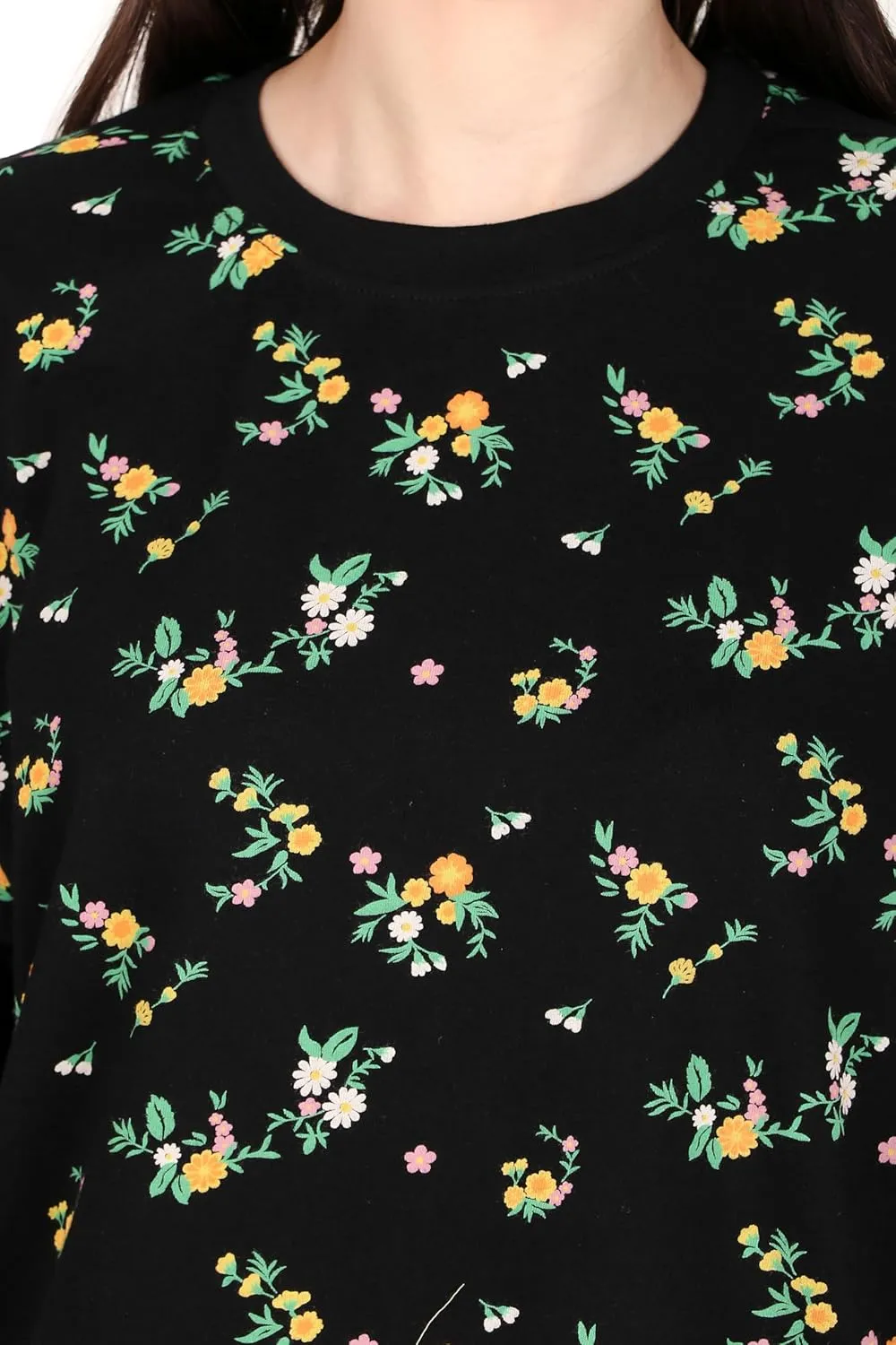 Women's Oversized Fit Soft Cotton Jersey All Over Printed Casual T-Shirts in 180 GSM Fabric