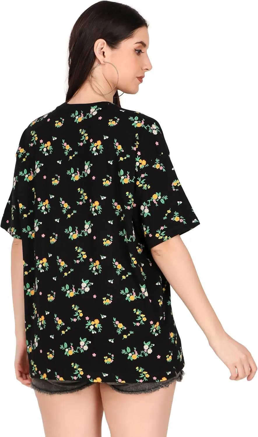 Women's Oversized Fit Soft Cotton Jersey All Over Printed Casual T-Shirts in 180 GSM Fabric