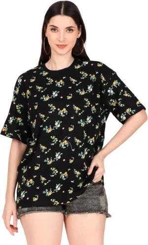 Women's Oversized Fit Soft Cotton Jersey All Over Printed Casual T-Shirts in 180 GSM Fabric