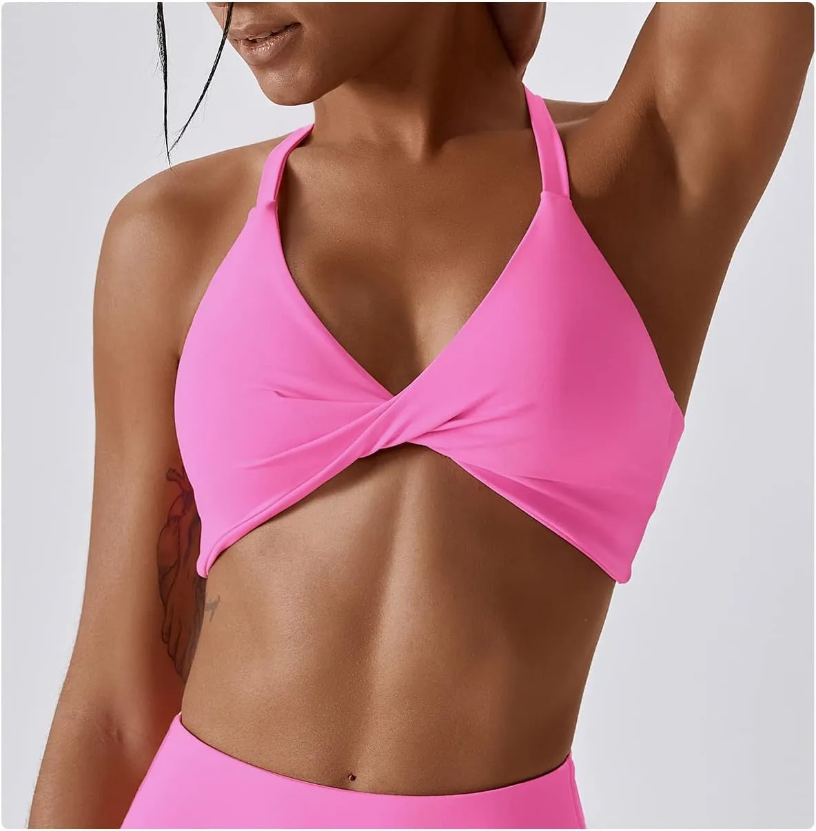 Womens Padded Sports Bras Quick Dry Medium Impact Removable Padded Yoga Tops Workout Gym Running Crop Tank Tops