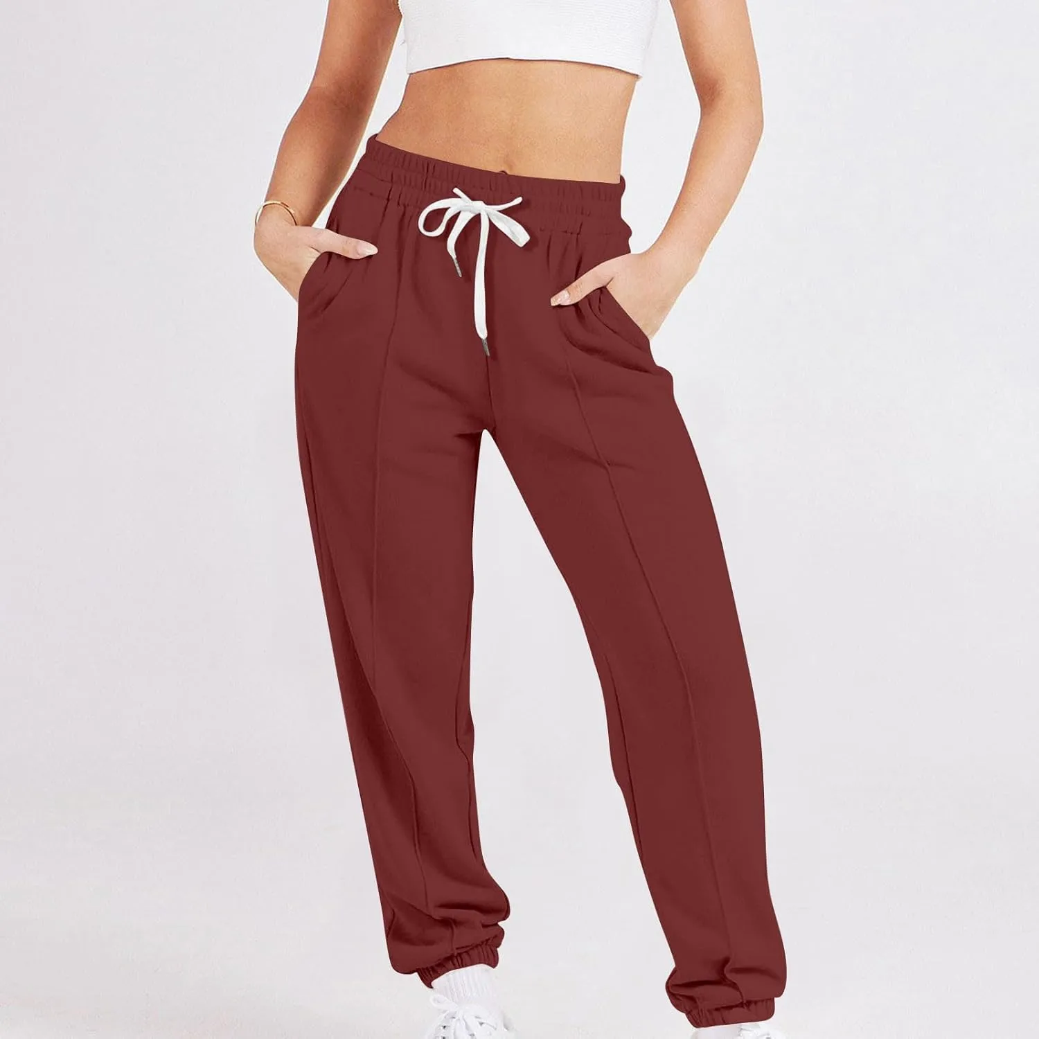 Womens Pants Trendy 2024 Relaxed Fit Athletic Gym Jogger Sweatpants Trendy Baggy Active Loungewear Fall Sweat Pants