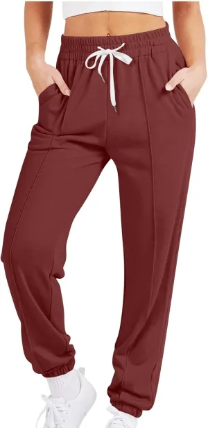 Womens Pants Trendy 2024 Relaxed Fit Athletic Gym Jogger Sweatpants Trendy Baggy Active Loungewear Fall Sweat Pants