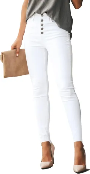 Womens Ripped Jeans Stretch Skinny Jeans for Women Butt Lifting Distressed Jeans High Waisted Denim Pants Light Blue