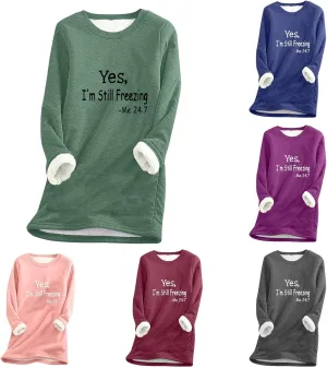 Womens Sherpa Fleece Lined Sweater Shirt Casual Warm Winter Fuzzy Pullover Sweatshirt Soft Loungewear Underwear