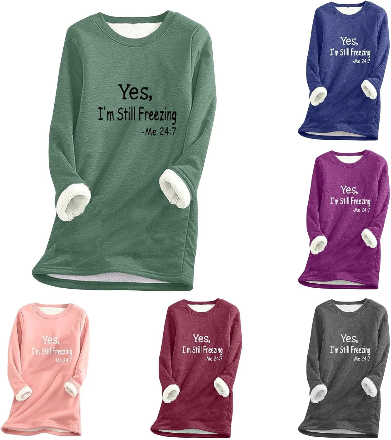 Womens Sherpa Fleece Lined Sweater Shirt Casual Warm Winter Fuzzy Pullover Sweatshirt Soft Loungewear Underwear