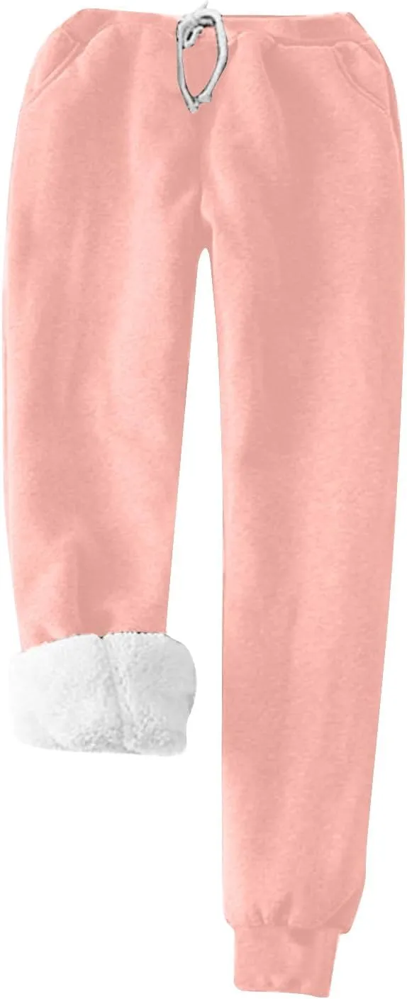 Women's Sherpa Lined Pullover Fleece Crewneck Sweatshirts Cute Winter Warm Fuzzy Sweaters Casual Loungewear
