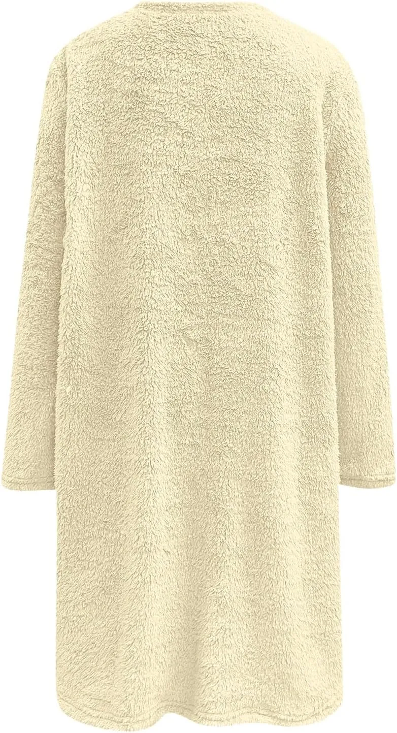 Womens Sherpa Pullover Sweaters Casual Loose Fit Fuzzy Fleece Sweatshirts Long Sleeve Soft Tunics Tops Loungewear