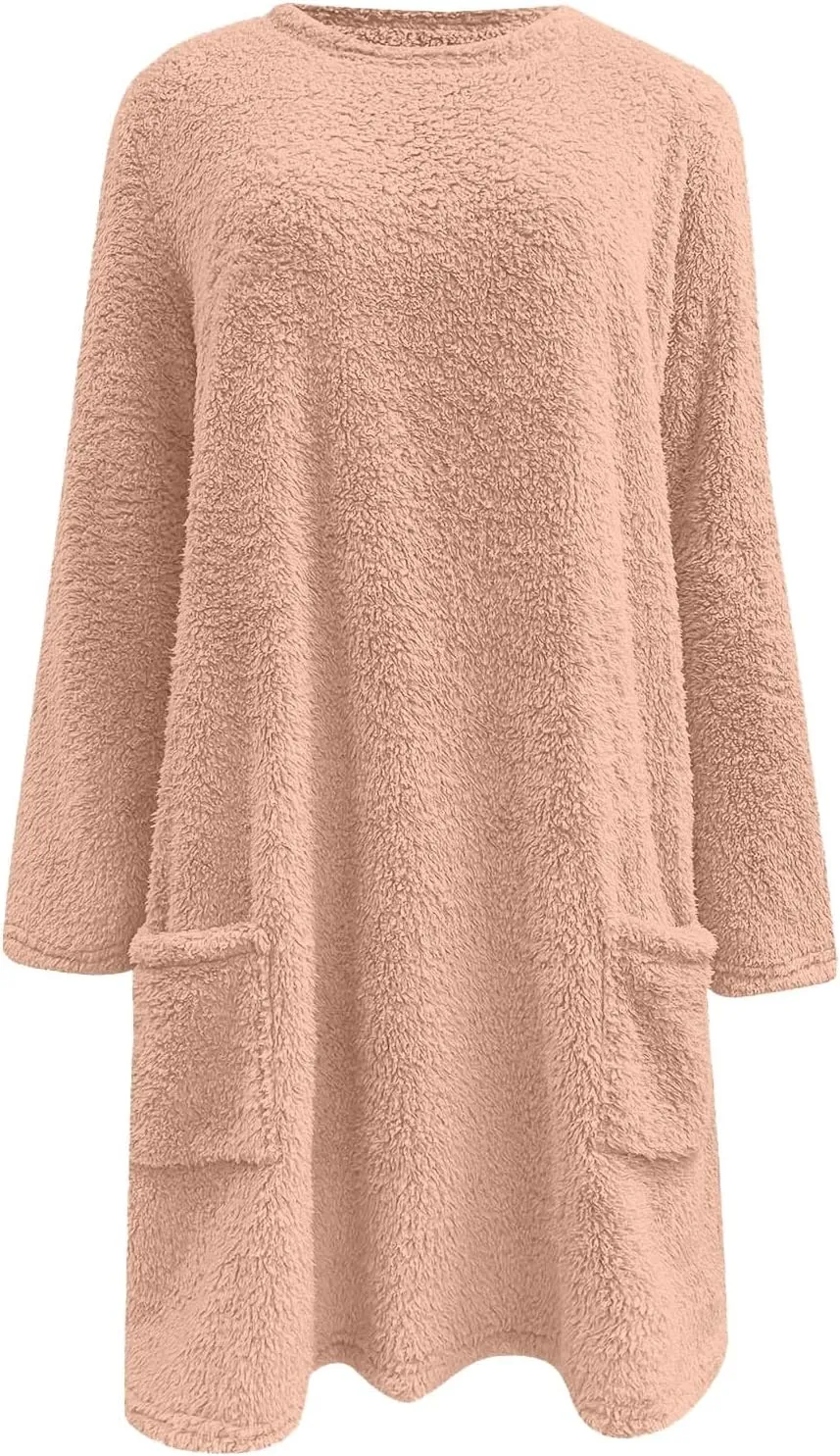 Womens Sherpa Pullover Sweaters Casual Loose Fit Fuzzy Fleece Sweatshirts Long Sleeve Soft Tunics Tops Loungewear