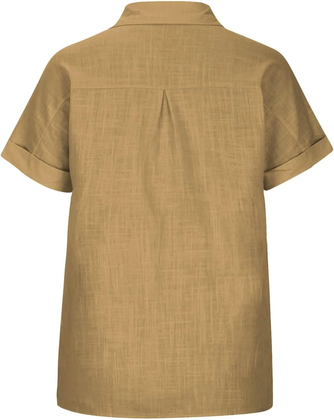 Women's Short Sleeve Linen Tops Button Down Summer Shirts Plus Size Work Blouse Dressy Casual Basic Tee Shirt Tops