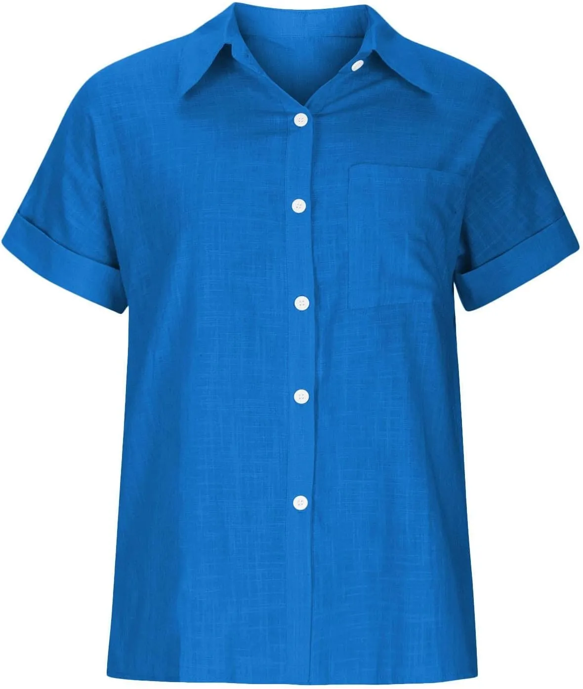 Women's Short Sleeve Linen Tops Button Down Summer Shirts Plus Size Work Blouse Dressy Casual Basic Tee Shirt Tops