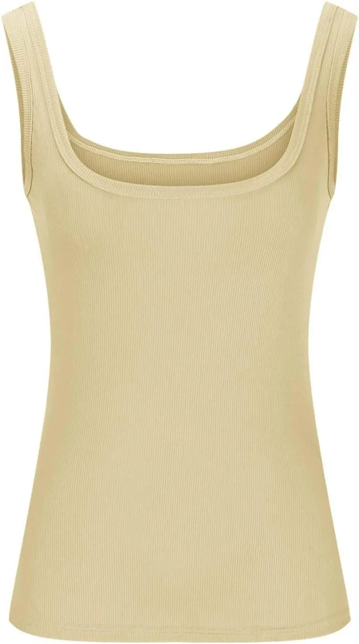 Womens Sleeveless Tank Top Ribbed Fitted Scoop Neck Sleeveless Shirts Summer Slim Cute Basic Tops 2025 Trendy