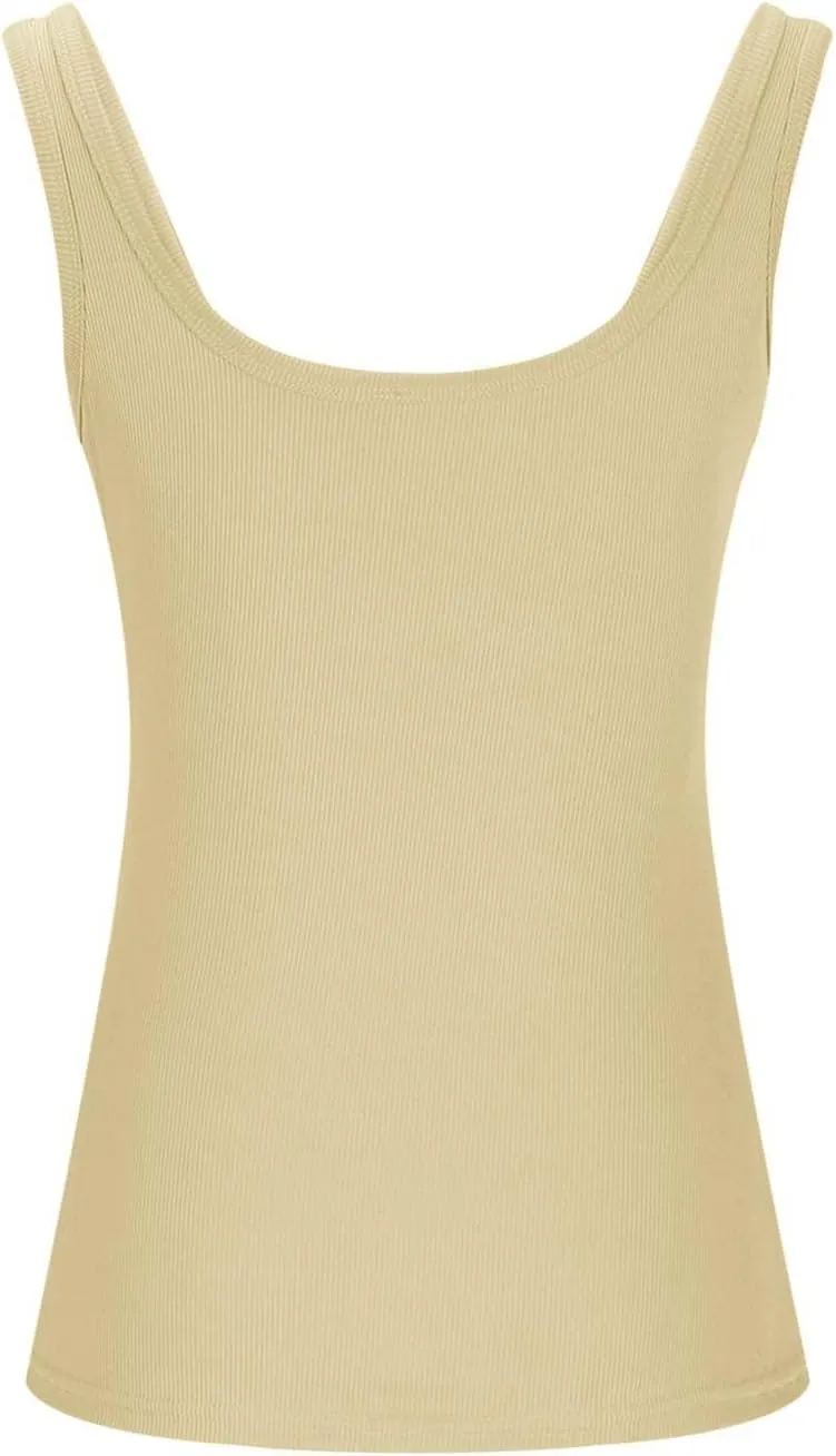 Womens Sleeveless Tank Top Ribbed Fitted Scoop Neck Sleeveless Shirts Summer Slim Cute Basic Tops 2025 Trendy