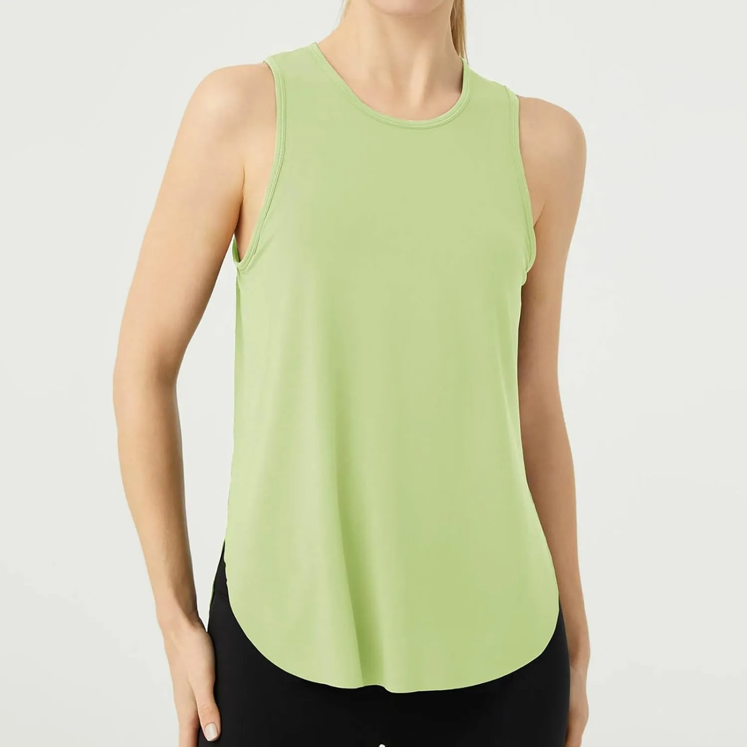Women's Solid Quick Dry Sports Workout Tank Tops, Summer Lightweight Comfy Casual Undershirt with Irregular Ruffle Hem