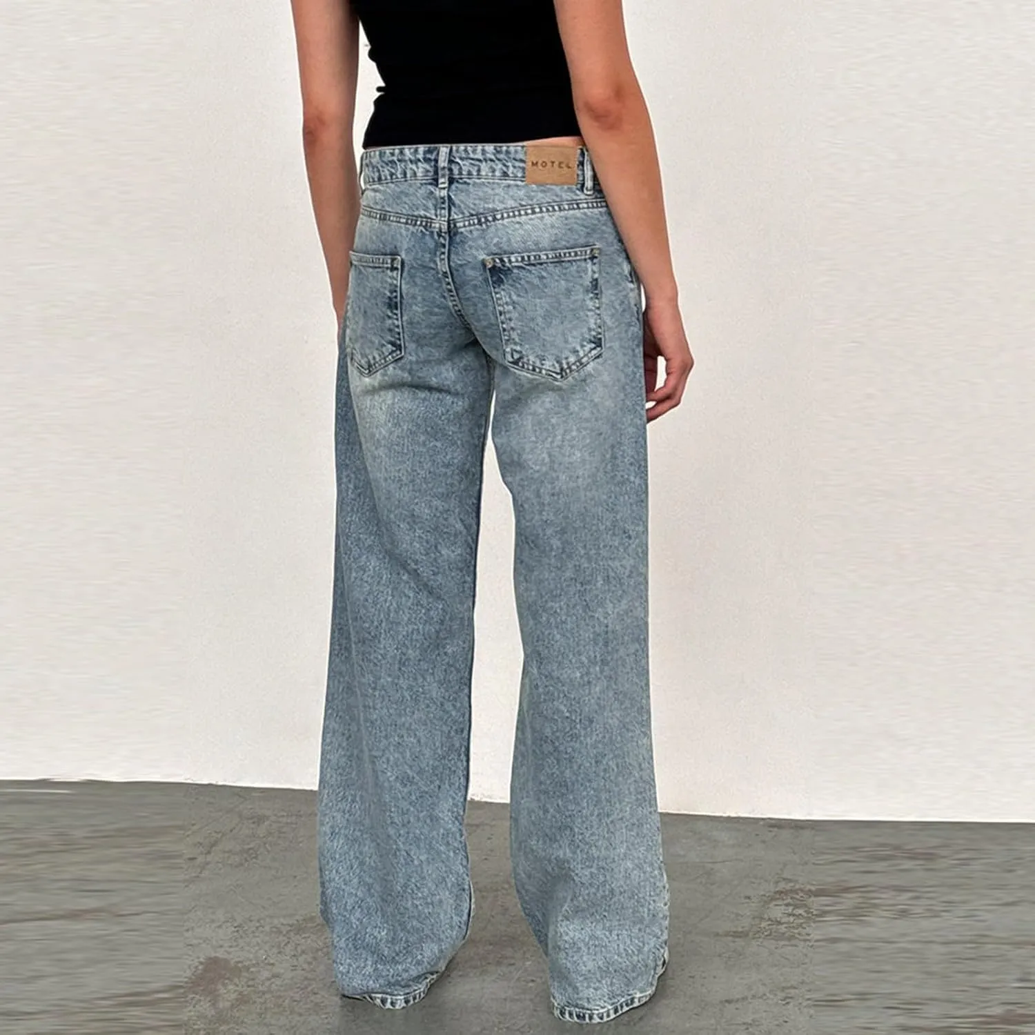 Womens Straight Leg Jeans Stretch Mid Rise Wide Leg Baggy Jeans Casual Loose Button Down Boyfriend Jeans with Pockets