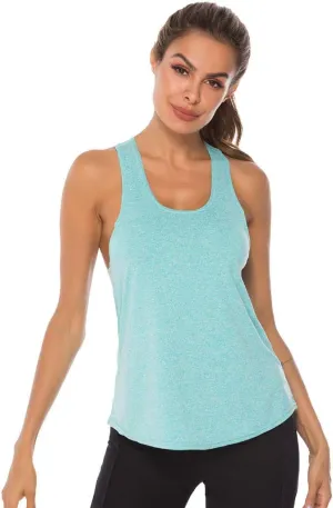 Womens Summer Tank Top Sleeveless Casual Loose Fit Dry Athletic Tank Women Undershirt Top Quick T-Shirt Fitness