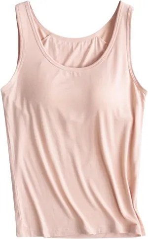 Womens Tank Tops Modal Comfort Camisole with Bulit Padded Bras Workout Yoga Tanks Basic Sleeveless Summer Casual Vest