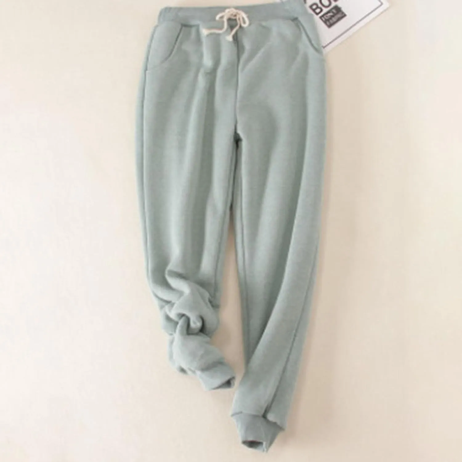 Women's Thicken Fleece Lined Sweatpants with Pockets Drawstring Waist Ankle Cuffed Joggers Cozy Warm Sherpa Winter Loungewear