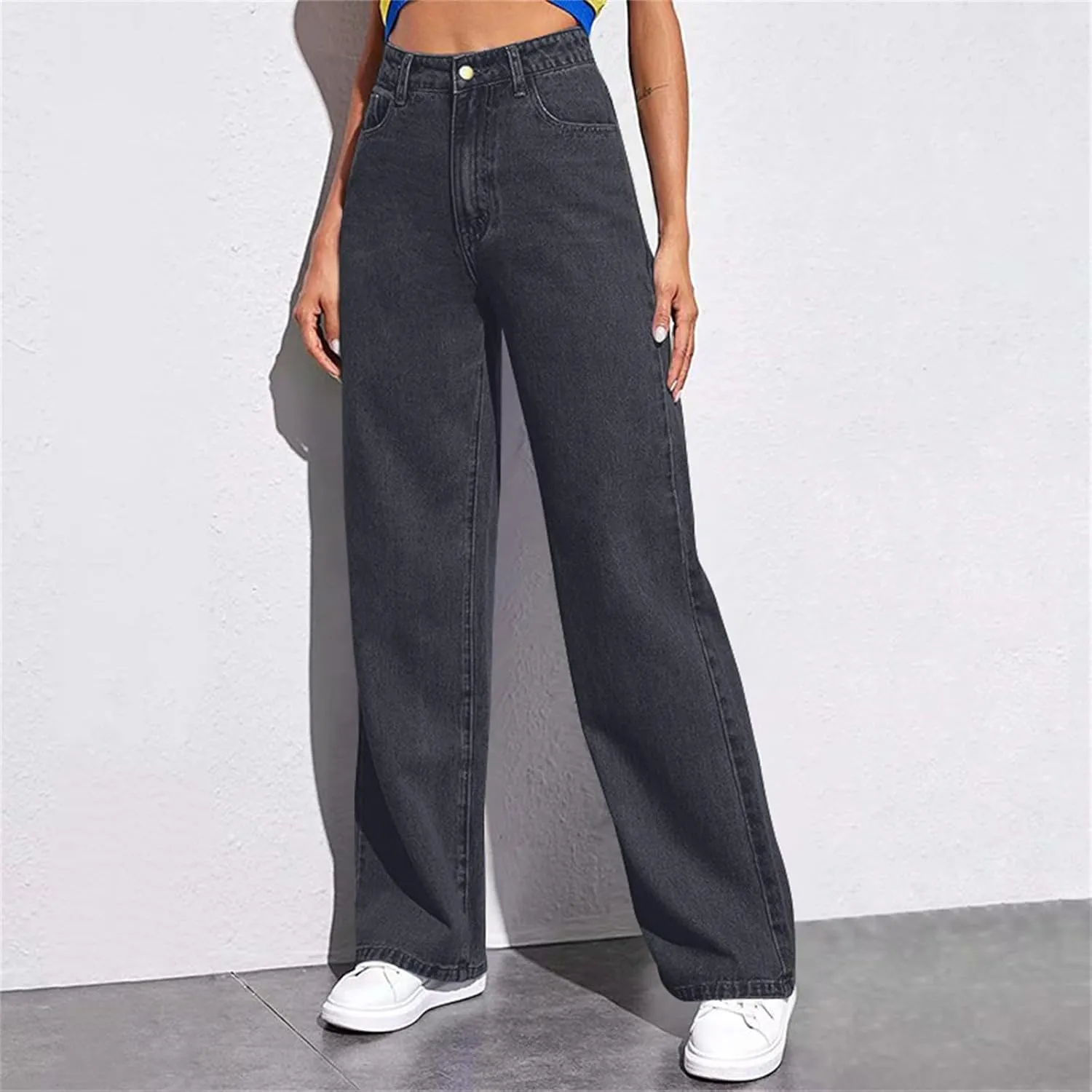 Women's Wide Leg Jeans Womens Jeans High Waisted Denim Pants for Women with Pockets Trendy Casual
