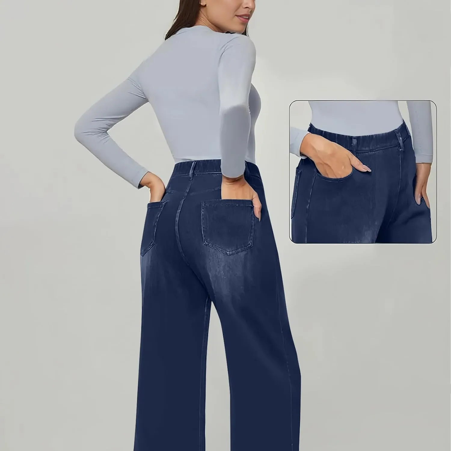 Women's Wide Leg Jeans Womens Jeans High Waisted Denim Pants for Women with Pockets Trendy
